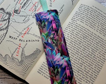 Fabric Bookmark • colourful crystals • HANDMADE