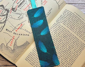 Fabric Bookmark • feathers  • HANDMADE