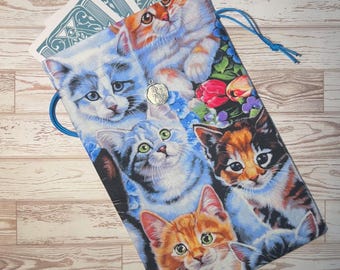 Tarot Card Bag Cute Kittes • Oracle Holder • Rune Pouch • Dice Draw String Bag • Handmade