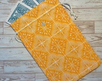 Golden Yellow Tarot Card Bag • Runes Holder • Oracle Pouch • Dice Bag • HANDMADE
