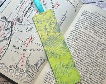 Fabric Bookmark • clouds & birds • HANDMADE