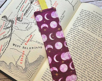 Fabric Bookmark • moon phases • HANDMADE