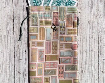 Tarot Card Bag Many Doors • Drawstring Pouch • Handmade