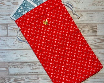 Red & White Tarot Card Bag • Runes Holder • Oracle Pouch • Dice Bag • Handmade