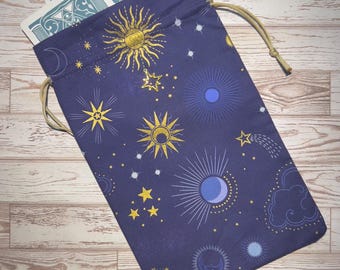 Tarot Card Bag Cosmos • Oracle Holder • Rune Pouch • Dice Draw String Bag • Handmade