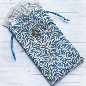 Tarotkaarttas met blauwe bladeren • Tarotkaarthouder • Orakelkaartetui • Tas voor dobbelstenen