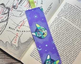 Fabric Bookmark • cosmic kitties • HANDMADE
