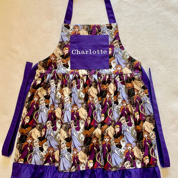 Frozen 2 Frilly Personalized Girl's Apron- Pattern Choices