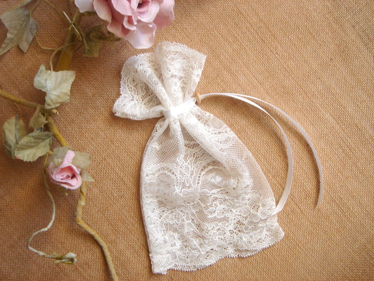 Ivory Lace Favor Bags Baby Shower Favor Baby Christening | Etsy