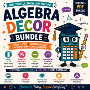 Dekorpaket för algebraklassrum | Utskrivbara dekorationer för matematikklassrum
