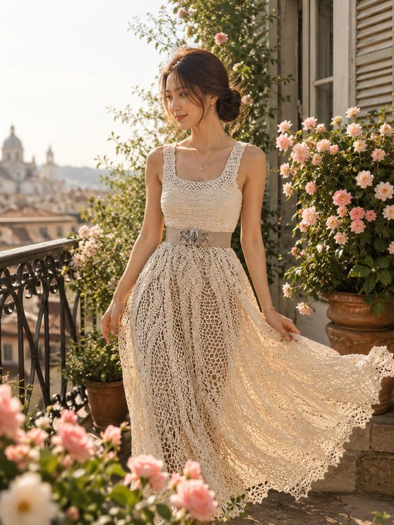 Pineapple Lace Bridal Maxi Dress Crochet Pattern | Elegant Wedding Gown Tutorial (PDF Download)