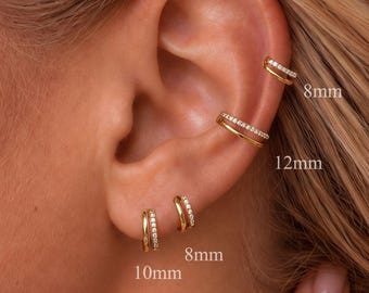 Tiny Double Row CZ Hoop • Implant Grade Titanium Hinged Clicker Earring • 16G Nose Helix Conch Daith Rook Cartilage Piercing • Gift For Her
