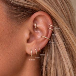 Tiny CZ Implant Grade Titanium Hoop • Hinged Clicker Earring • Nose Septum Helix Conch Daith Rook Tragus Rook • 16G 18G 20G