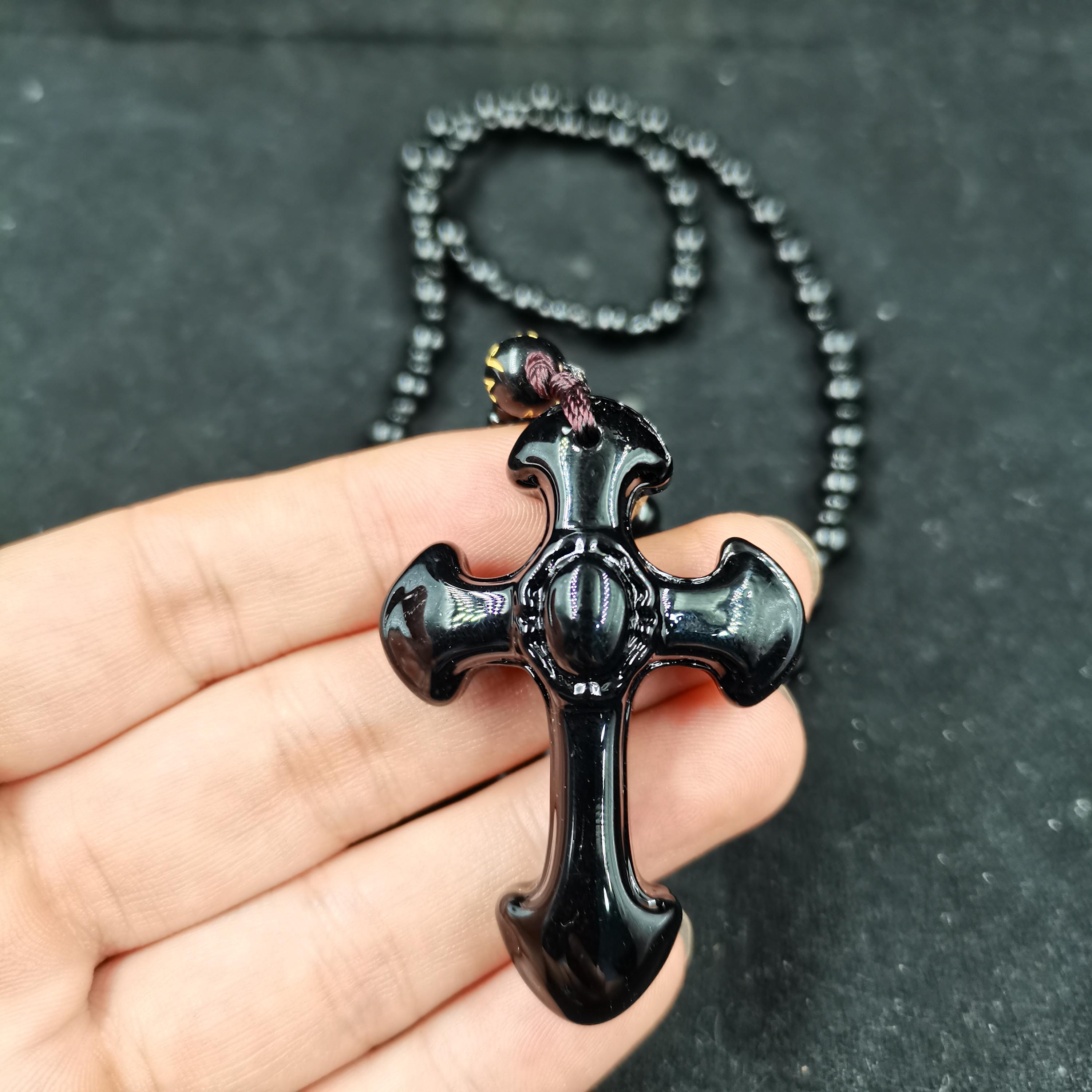 a様　高品質　オブシディアン　BIG十字架　天然石 Obsidian cross - Etsy 日本