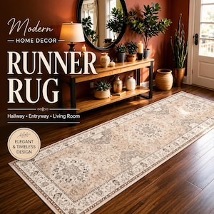 2x6 Washable Vintage Runner Rug, Non-Slip Hallway Kitchen Rug, Soft Farmhouse Entryway Carpet