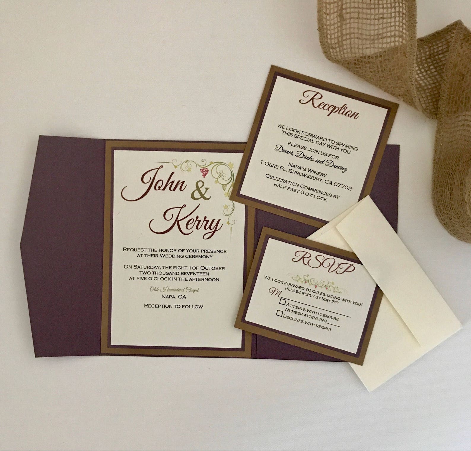 Vineyard Winery Wedding Invitation Rustic Winery Invitation Etsy