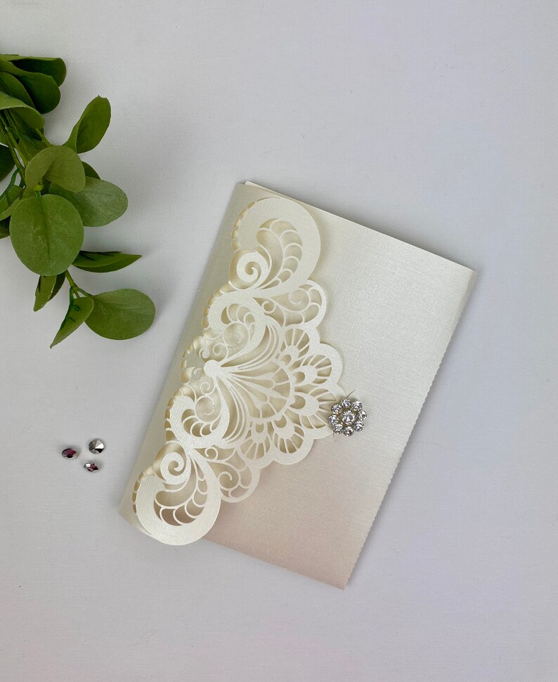 Luxury Laser Cut Wedding Invitation With Roses and Flowers Etsy
