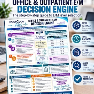 Office & Outpatient E/M Coding Cheat Sheet 2026 | Digital Download