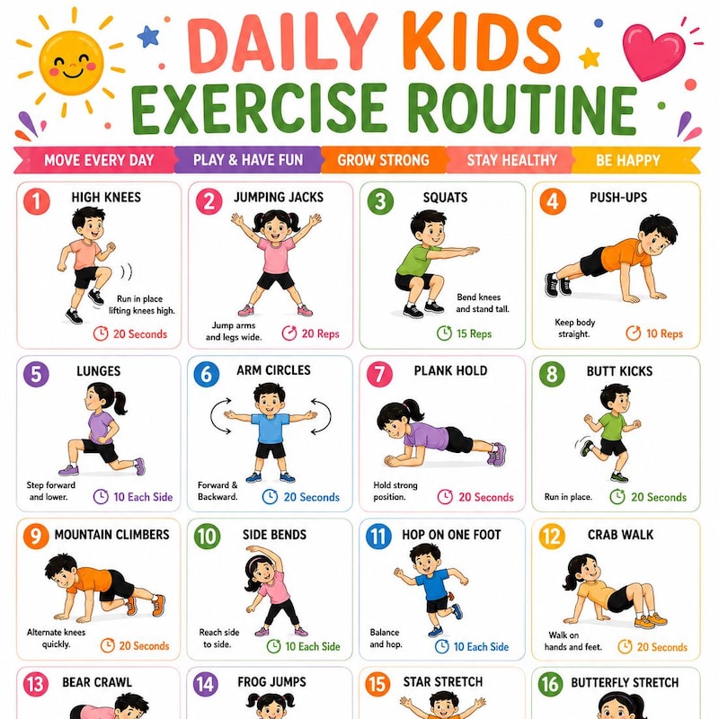 Kids Daily Exercise Chart - Etsy