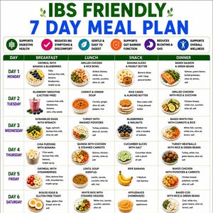 IBS Friendly 7 Day Meal Plan | Low FODMAP Diet Guide (Instant Download)