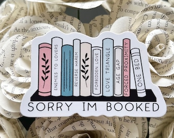 Sorry I’m Booked Sticker, Bookish Sticker, Book Tropes, Book Lover, Smut Book Stickers
