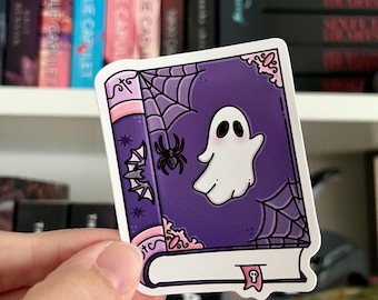 Pegatina de Halloween para amantes de los libros, pegatina para lectores, pegatina para Kindle, amante de los libros