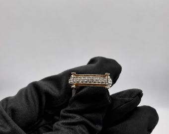 Anillo de boda para hombre con diamantes cultivados en laboratorio de 2,00 quilates, oro de 14 quilates y doble fila.