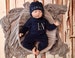 Navy and Grey Baby Boy Coming Home Set, Newborn Boy Romper, Monogrammed Baby Sleeper Set, Boy Monogram Set, Long Sleeve Sleep Set 