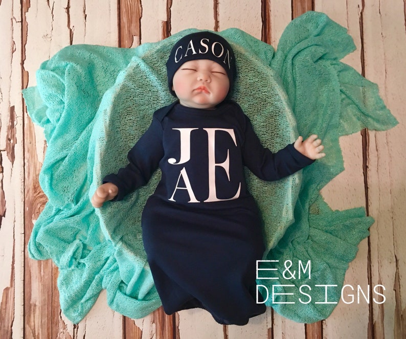navy newborn gown