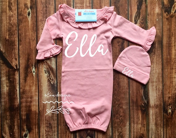 newborn gown and hat