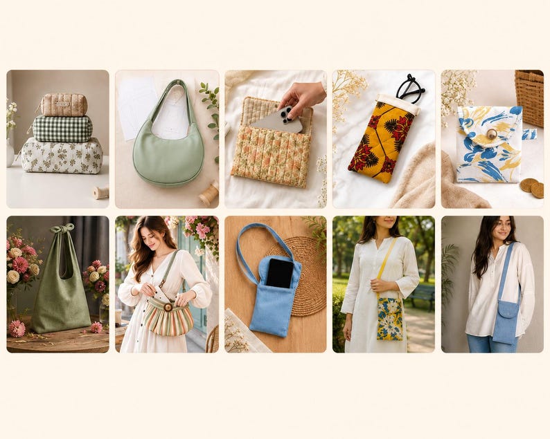 Instant Download Sewing Pattern 10 Bag Sewing Pattern Bundle PDF | Tote, Crossbody, Pouch & Handbag ...