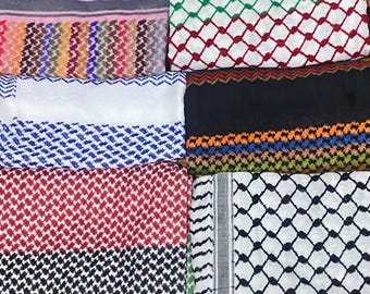Original Keffiyeh Scarf Options kuffiyah kofya Traditional Palestine Shawl, Sahara Desert Bandana Headwear Unique Vintage Style Size 47"X47"