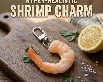 Shrimp Keychain, Hyper Realistic Resin Bag Charm, Cute Aesthetic Purse Accessory, Funny Gift for Foodie Friend, Thanksgiving Gift