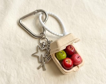 Apple Keychain, Hyper Realistic Fake Food Bag Charm, Kawaii Miniature Fruit Purse Accessory, Aesthetic Backpack Pendant, Cute Foodie Gift
