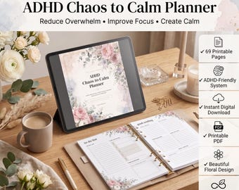 ADHD Chaos to Calm Planner, Overwhelm Recovery Workbook (Digital PDF)