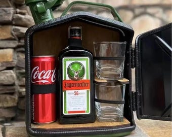 Minibar compacto con forma de bidón de 5 litros, regalo de metal para amantes del whisky, decoración para garaje o cueva de hombre.