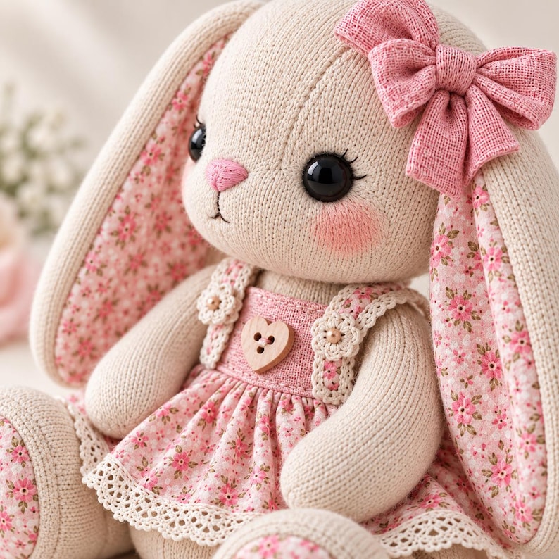 Bunny Sewing Pattern PDF, Bloom & Bow the Floral Fields Stuffed Animal ...
