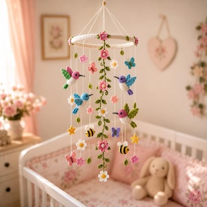 Crochet Hummingbird Baby Mobile Pattern PDF | Amigurumi Nursery Décor | Floral Bird Mobile | Intermediate Crochet Pattern | Instant Download