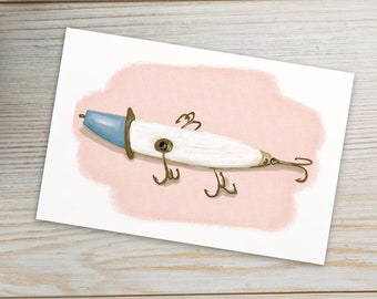 Vintage Fishing Lure Art Print Postcard