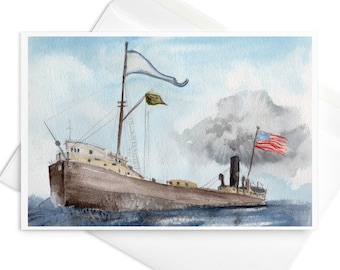 Historic Great Lakes Steamship Greeting Card with Envelope