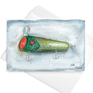 Watercolor Fishing Lure Greeting Card with Envelope