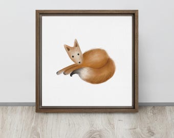 Baby Fox Art Print Framed Canvas