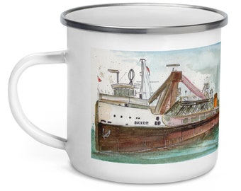 SS Buckeye Freighter Watercolor Art Print Enamel Mug