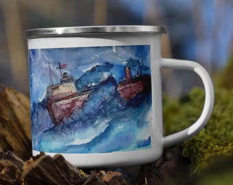 Ship in a Storm Enamel Mug