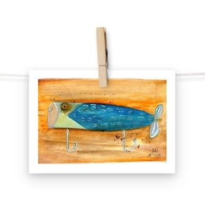 Vintage Fishing Lure 5&quot;x7&quot; Watercolor Art Print