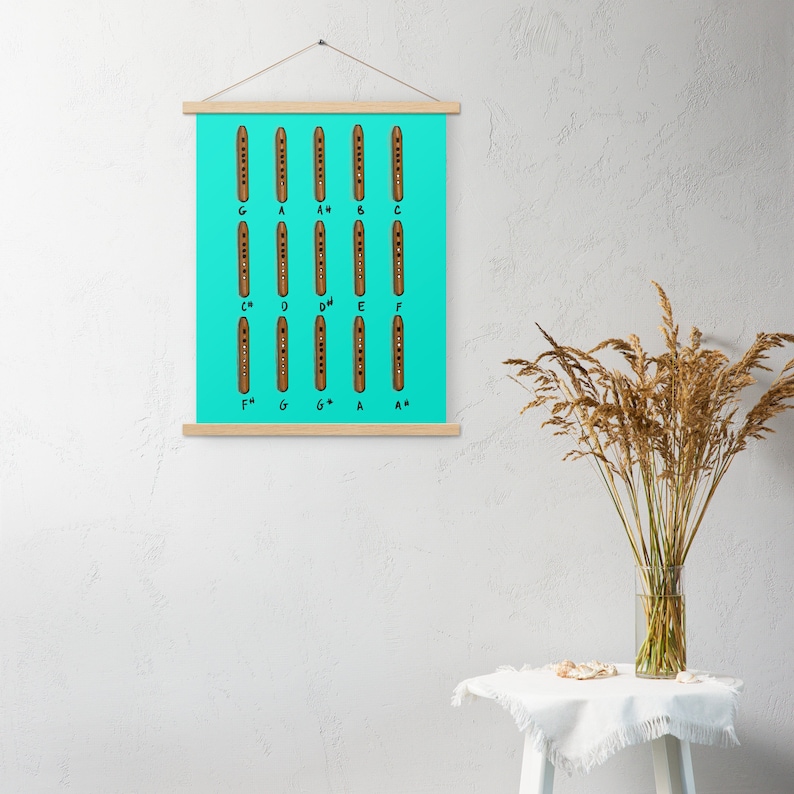 Native American Flute Chromatic Scale Fingering Chart With Hanger Etsy