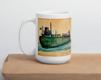 Green Lake Freighter Ceramic Mug
