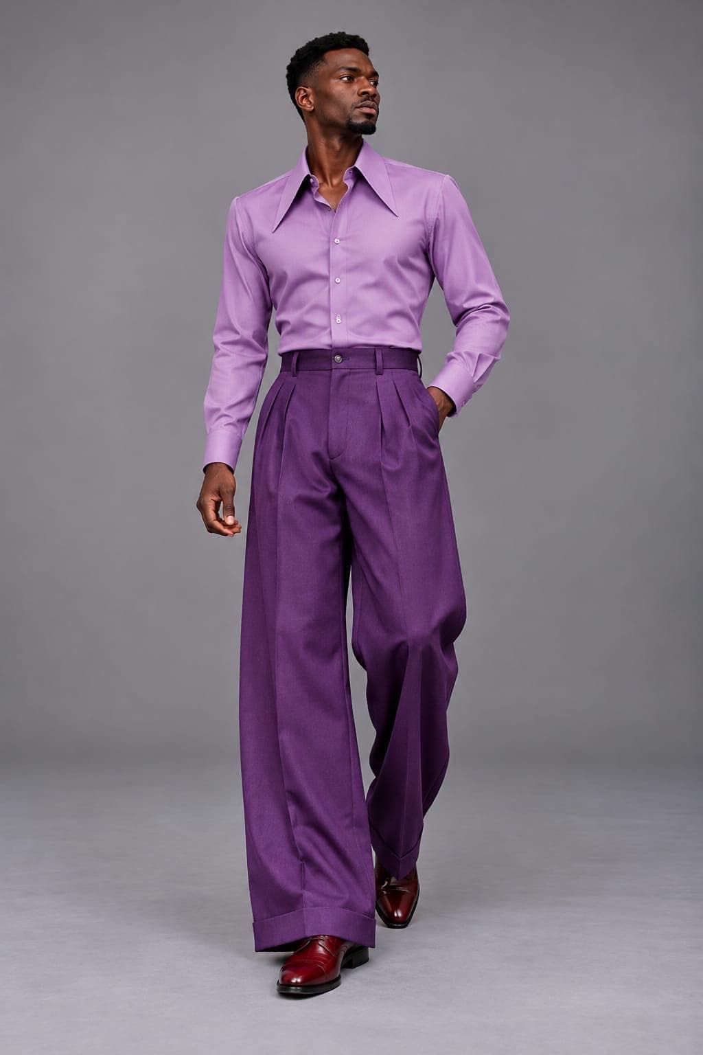 Purple Pleated Pants Men - Etsy