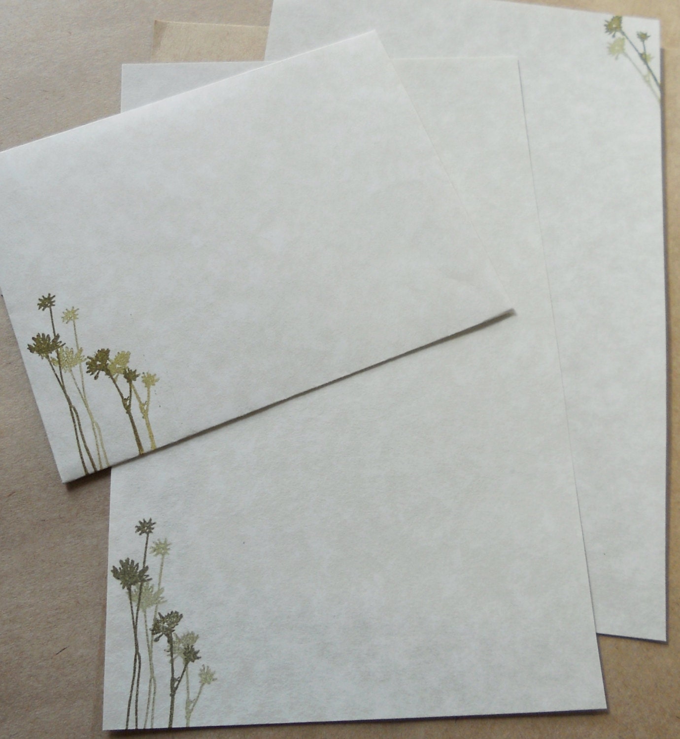 Parchment Paper Stationery Set. Writing Paper Hand Stamped Etsy
