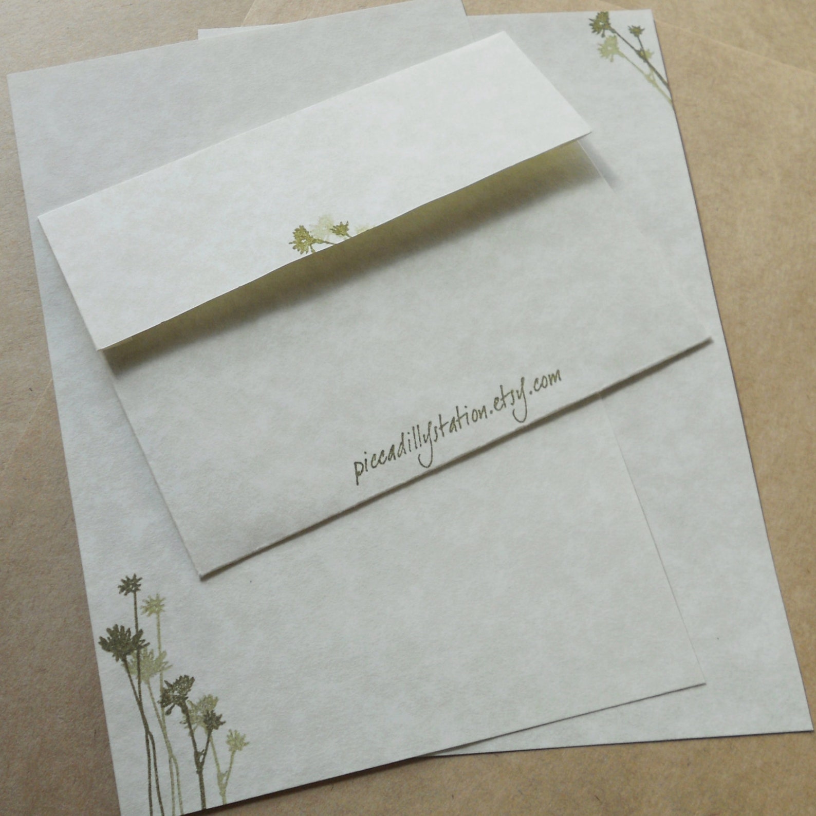 Parchment Paper Stationery Set. Writing Paper Hand Stamped Etsy